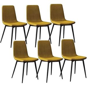 GEIRONV Set van 6 moderne eetkamerstoelen, met metalen poten, PU-leer, rugleuningen, stoelen, keukenstoelen, lounge, woonkamer, hoekstoelen Eetstoelen (Color : Yellow, Size : 43x40x86cm)