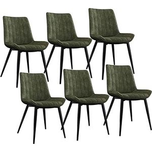 GEIRONV Moderne eetkamerstoelen set van 6, met metalen poten PU lederen rugleuningen stoelen vrije tijd woonkamer keuken toonbank stoelen Eetstoelen (Color : Green, Size : 45x43x84cm)