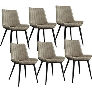 GEIRONV Moderne eetkamerstoelen set van 6, met metalen poten PU lederen rugleuningen stoelen vrije tijd woonkamer keuken toonbank stoelen Eetstoelen (Color : Beige, Size : 45x43x84cm)