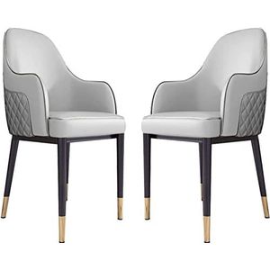 GEIRONV Keuken eetkamerstoelen set van 2, moderne lederen fauteuils met accenten for thuis commerciële restaurants met koolstofstalen metalen poten Eetstoelen (Color : Gris, Size : 92 * 48 * 50cm)