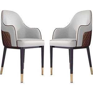 GEIRONV Keuken eetkamerstoelen set van 2, moderne lederen fauteuils met accenten for thuis commerciële restaurants met koolstofstalen metalen poten Eetstoelen ( Color : Gray Coffee , Size : 92*48*50cm