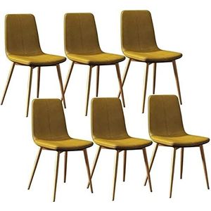 GEIRONV Moderne set van 6 eetkamerstoelen, met metalen poten PU lederen rugleuningen stoelen woonkamer hoekstoelen vintage keukenstoelen Eetstoelen (Color : Yellow, Size : 43x40x86cm)