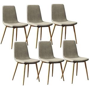 GEIRONV Moderne set van 6 eetkamerstoelen, met metalen poten PU lederen rugleuningen stoelen woonkamer hoekstoelen vintage keukenstoelen Eetstoelen (Color : Light gray, Size : 43x40x86cm)