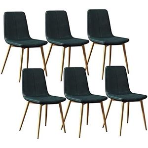 GEIRONV Moderne set van 6 eetkamerstoelen, met metalen poten PU lederen rugleuningen stoelen woonkamer hoekstoelen vintage keukenstoelen Eetstoelen (Color : Green, Size : 43x40x86cm)