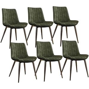 GEIRONV Moderne eetkamerstoelen set van 6, lounge woonkamer hoekstoelen met metalen poten PU lederen rugleuningen keukenstoelen Eetstoelen (Color : Green, Size : 45x43x84cm)