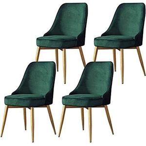 GEIRONV Moderne eetkamerstoelen set van 4, for kantoor keuken lounge eetkamerstoel zacht kussen metalen poten slipvoeten eetkamerstoelen Eetstoelen (Color : Green, Size : 50x52x85cm)