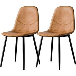 GEIRONV Eetkamerstoel set van 2, thuis vrije tijd rugleuning tafel kruk make-up stoel moderne kunstleer stoel for thuiskantoor restaurant receptie Eetstoelen (Color : Orange, Size : 83 * 45 * 40cm)