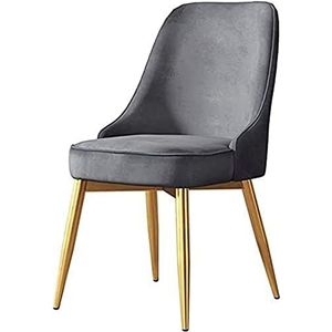 GEIRONV 1 stks moderne retro lounge stoelen, for woonkamer keuken kantoor eetkamerstoelen fluwelen zitting hoge rugleuning ontwerp woonkamer stoel Eetstoelen (Color : Light gray, Size : 50x52x85cm)