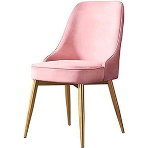 GEIRONV 1 stks moderne retro lounge stoelen, for woonkamer keuken kantoor eetkamerstoelen fluwelen zitting hoge rugleuning ontwerp woonkamer stoel Eetstoelen (Color : Pink, Size : 50x52x85cm)