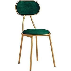 GEIRONV Moderne fluwelen eetkamerstoel, gestoffeerde vrije tijd koffiestoel mode gouden metalen frame make-up stoel stapelbare tafelstoel Eetstoelen (Color : Green, Size : 42x43x73cm)