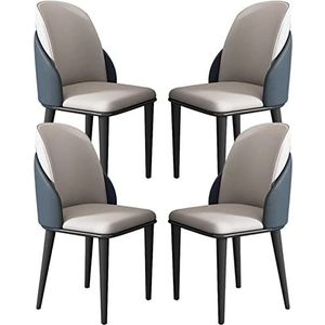 GEIRONV Waterdichte lederen eetkamerstoelen set van 4, moderne keuken woonkamer lounge toonbank stoelen stevige metalen poten Eetstoelen (Color : Dark Gray+Gray, Size : 88 * 45 * 49cm)