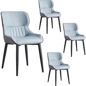 GEIRONV Woonkamer Eetkamerstoelen Set van 4, Back Padded Soft Seat Lounge Chair Modern Kitchen PU Leather Counter Chairs Eetstoelen (Color : Blue, Size : 85 * 48 * 40cm)