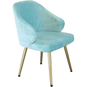 GEIRONV Moderne fluwelen eetkamerstoel, met metalen poten Fluwelen rugleuningen Zitting Loungestoel Woonkamer Slaapkamer Keuken Eetkamerstoelen Eetstoelen (Color : Sky blue, Size : 46x46x82cm)