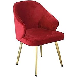 GEIRONV Moderne fluwelen eetkamerstoel, met metalen poten Fluwelen rugleuningen Zitting Loungestoel Woonkamer Slaapkamer Keuken Eetkamerstoelen Eetstoelen (Color : Red, Size : 46x46x82cm)