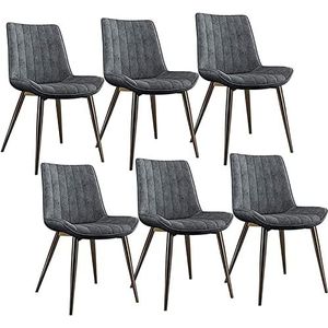 GEIRONV Moderne PU lederen eetkamerstoelen set van 6, for kantoor lounge keuken slaapkamer stoelen stevige metalen poten make-up stoel Eetstoelen (Color : Light gray, Size : Golden legs)