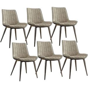 GEIRONV Moderne PU lederen eetkamerstoelen set van 6, for kantoor lounge keuken slaapkamer stoelen stevige metalen poten make-up stoel Eetstoelen (Color : Beige, Size : Golden legs)