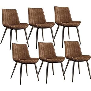GEIRONV Moderne PU lederen eetkamerstoelen set van 6, for kantoor lounge keuken slaapkamer stoelen stevige metalen poten make-up stoel Eetstoelen (Color : Orange, Size : Golden legs)