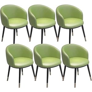 GEIRONV Moderne eetkamerstoelen set van 6, for woonkamer, receptie, bureaustoelen, PU-leer, rugleuning, metalen poten, keukenstoelen Eetstoelen (Color : Green, Size : 42x42x75cm)