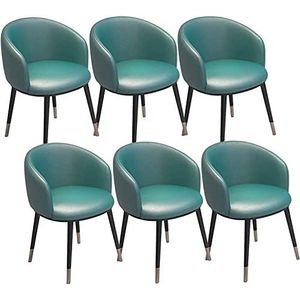 GEIRONV Moderne eetkamerstoelen set van 6, for woonkamer, receptie, bureaustoelen, PU-leer, rugleuning, metalen poten, keukenstoelen Eetstoelen (Color : Turquoise, Size : 42x42x75cm)