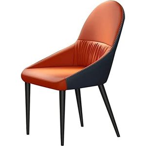 GEIRONV Keuken lederen eetkamerstoelen, moderne woonkamer accent stoelen for thuis commerciële restaurants met koolstofstalen metalen stoelpoten Eetstoelen (Color : Orange, Size : 89 * 44 * 51cm)