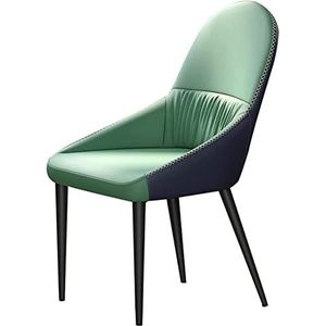 GEIRONV Keuken lederen eetkamerstoelen, moderne woonkamer accent stoelen for thuis commerciële restaurants met koolstofstalen metalen stoelpoten Eetstoelen (Color : Green, Size : 89 * 44 * 51cm)