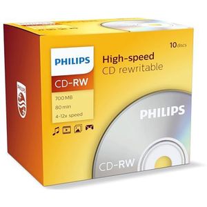 Philips CD-RW High-speed (700 MB / 80 minuten, 4-12x speed, 10 Jewel Case, herschrijfbaar / overschrijfbaar)