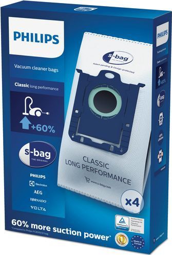 Philips - S-bag FC8021/03 - Stofzuigerzakken - 4 Stuks - S-bag Classic Long Performance