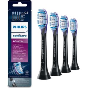 Philips Sonicare Lot de 4 têtes de brosses à dents électriques soniques G3 Premium Gum Care pour la santé des dents et des gencives, Noir (Modèle HX9054/33)