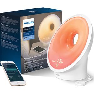 Philips Somneo Sleep & Wake-up Light- Gesimuleerde zonsop-en zonsondergang - Gepersonaliseerd licht en geluid - Beheren met app - Lampjes voor rustigere ademhaling - Omgevingsensor - HF3671/01