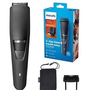 Philips Baardtrimmer Series 3000 - 20 Vergrendelbare lengtestanden (0,5 - 10 millimeter) - Volledig metalen mesjes - 60 Minuten draadloos te gebruiken - 1 Opzetkam - BT3226/14