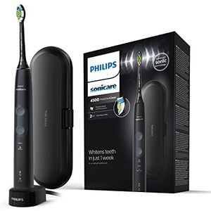Philips Sonicare ProtectiveClean 4500 Elektrische sonische tandenborstel met 2 poetsprogramma's, drukregeling, timer en reisetui, zwart (model HX6830/53)