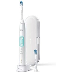 Philips Sonicare ProtectiveClean HX6857/17 Elektrische tandenborstel met druksensor, BrushSync-technologie, 3 reinigingsmodi met 2 opzetstukken en reisetui, wit