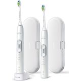 Philips Elektrische tandenborstels ProtectiveClean 6100 - 3 poetsstanden, 3 sterktes - 2 Handvaten - Met reisetui's - Poetsdruksensor - BrushSync-technologie - HX6877/34
