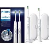 Philips Elektrische tandenborstels ProtectiveClean 6100 - 3 poetsstanden, 3 sterktes - 2 Handvaten - Met reisetui's - Poetsdruksensor - BrushSync-technologie - HX6877/34