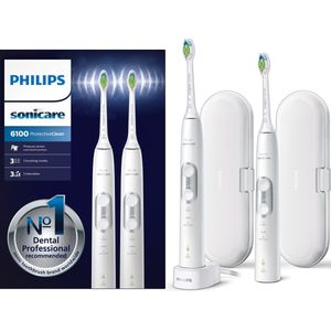 Philips Sonicare ProtectiveClean 6100 HX6877/34 elektrische tandenborstel, 2 stuks reiskoffer + 1 oplader