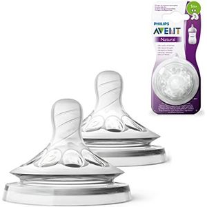 Philips Avent SCF042/27 Set van 2 Natural Fopspenen met langzaam debiet, 1 gat, 1 maand +