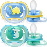 Philips Avent Ultra Air Fopspeen - Ouder dan 18 Maanden - 2 Speentjes - Blauw/Groen Dino/Koala - SCF349/11