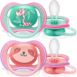 Avent Fopspeen Ultra Air giraf/kat +18M 2 stuks