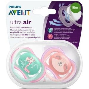 Avent Fopspeen Ultra Air giraf/kat +18M 2 stuks