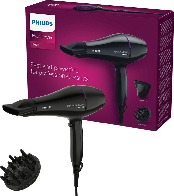 Philips DryCare Sèche-cheveux Pro, moteur AC puissant, 2 200 W de puissance