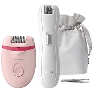 Philips Compacte epilator met snoer Satinelle Essential - Met Opti-light - 2 snelheidsstanden - Afspoelbaar epileerhoofd - Reisetui - Efficiënt epileersysteem - BRP531/00