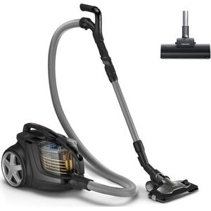 Philips Stofzuiger zonder Zak XB9154/09 - Lang Snoer - Alle Vloertypen - Met HEPA 13 Allergiefilter - Bediening in Handvat - Incl 2 Extra Mondstukken - Zwart