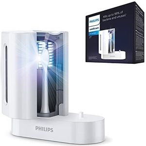 Philips Sonicare UV-borstelreiniger, compatibel met alle opzetborstels voor volwassenen, wit (model HX6907/01)