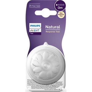 Philips Avent Natuurlijke Zuigreflex Flesspeen – Snelheid 1, 0M maanden, 2 stuks - SCY961/02 - Flesspenen