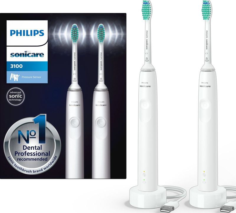 Philips - Sonicare Series 3100 - Elektrische Tandenborstel - Wit - Duopack