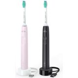 Philips Sonicare Series 3100 HX3675/15 - Elektrische tandenborstel - Zwart & Roze - Duopack