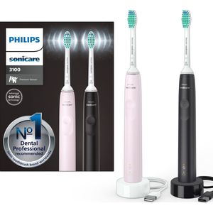 Philips Sonicare Series 3100 HX3675/15 - Elektrische tandenborstel - Zwart & Roze - Duopack