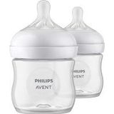 Philips Avent Natural Response-babyfles - 2 babymelkflessen van 125 ml voor pasgeboren en oudere baby's, BPA-vrij, voor 0 maanden en ouder (model SCY900/02)