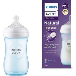 Philips Avent Natural Response Babyfles – 260 ml – Flow 3 – Blauw- 1 fles