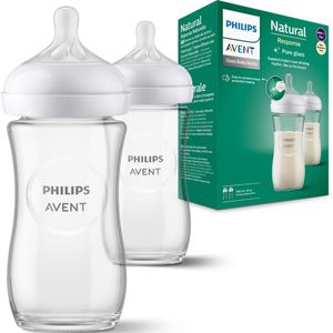 Philips Avent Natural Response Glazen Babyflessen 240 ml – Flow 3- 2 flessen